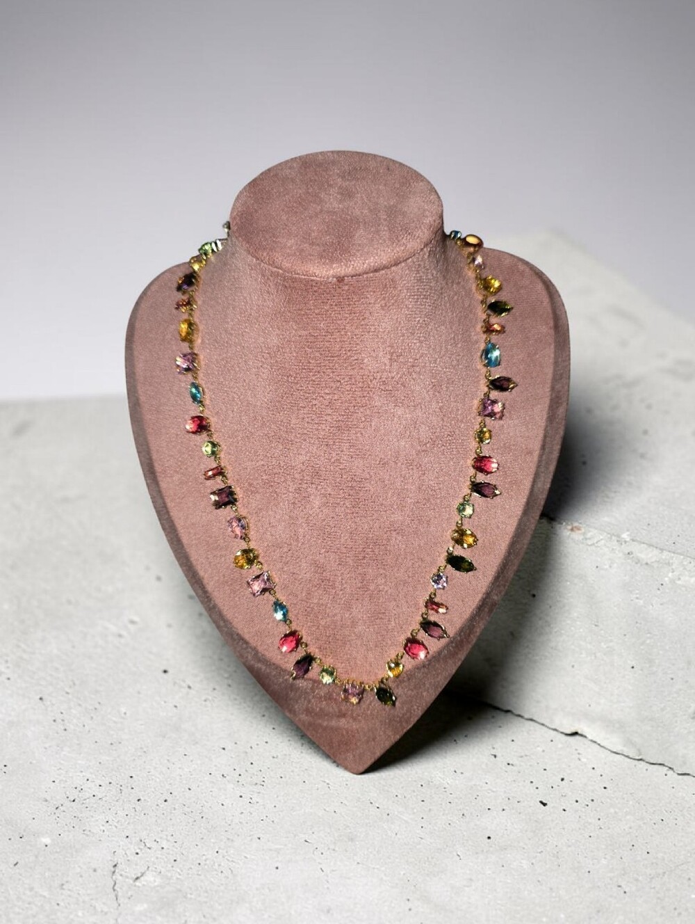 Nwt Saasified Boutique Multicolor Gemstone Gold Chain Necklace - Women Jewelry